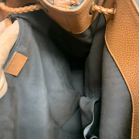 Authentic Gucci Tan Leather Hobo Bag - Large - Drawstring Braided Handles - Picture 3 of 8